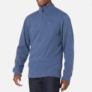 Amazon Essentials Men's Quarter Zip French Rib Sweater Blue Heather XS X-Small